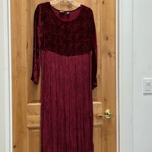 Maxi dress by Bila. burgundy velvet with embroidery